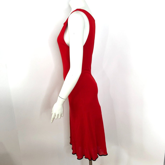 Yolanda Lorente 100% Silk Small A-Line Lined Dress Scallop Red PLS READ HRJ - Picture 3 of 16